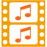 Film strip with music notes.